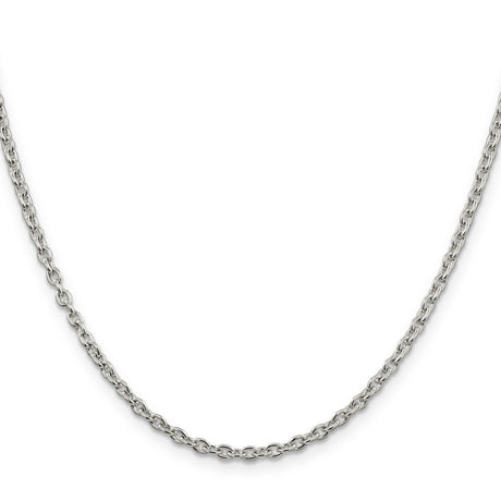 925 White Gold 2.75 mm Polished Chain Necklace, Solid