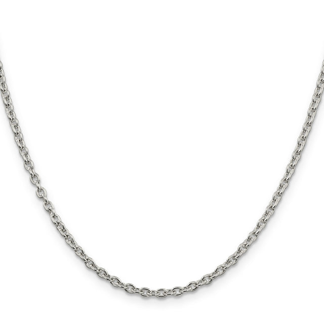 925 White Gold 2.75 mm Polished Chain Necklace, Solid