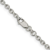 925 White Gold 2.75 mm Polished Chain Necklace, Solid alternate angle