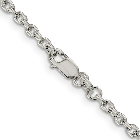 925 White Gold 2.75 mm Polished Chain Necklace, Solid alternate angle