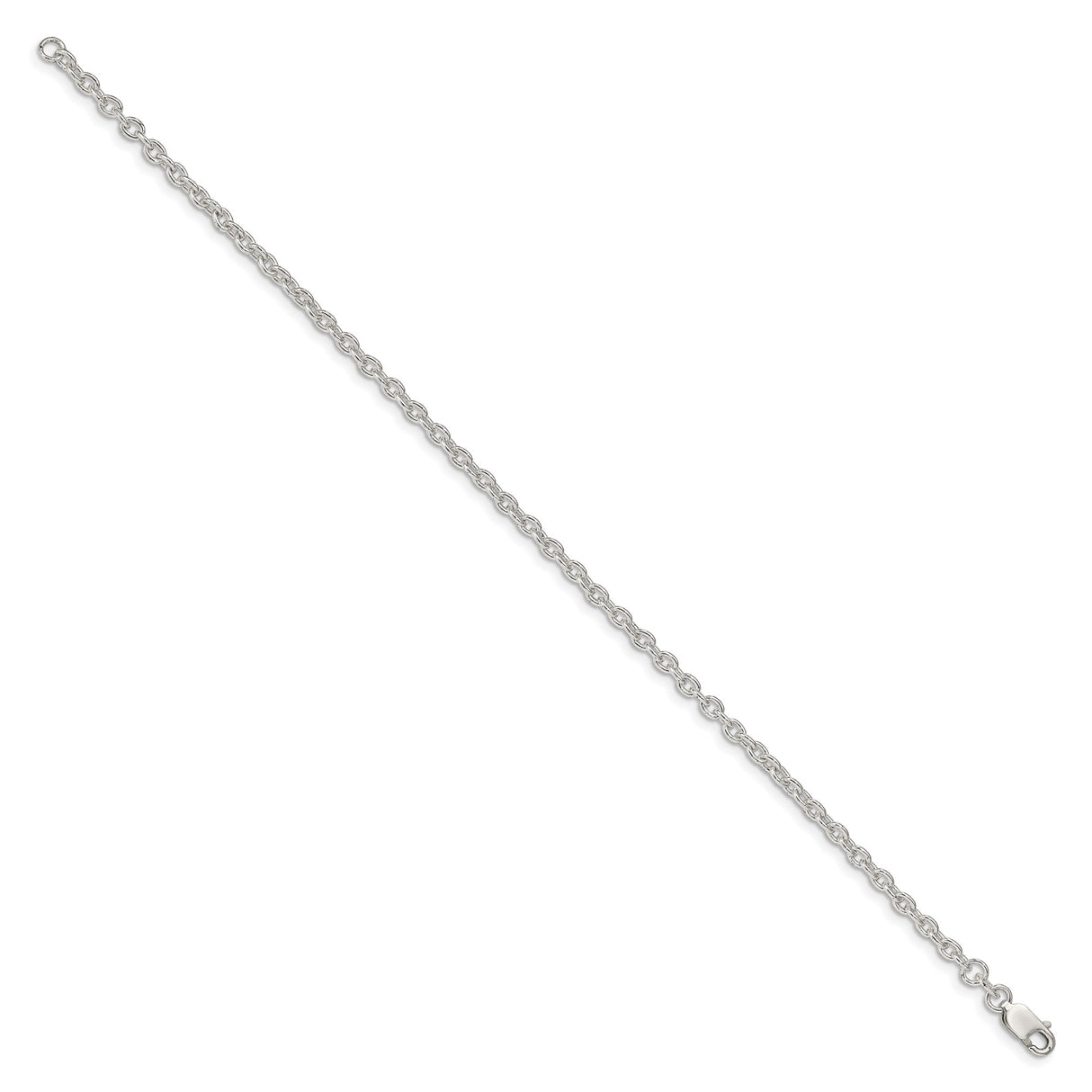 925 White Gold 2.75 mm Polished Chain Bracelet, Solid