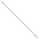 925 White Gold 2.75 mm Polished Chain Bracelet, Solid