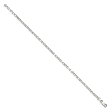 925 White Gold 2.75 mm Polished Chain Bracelet, Solid