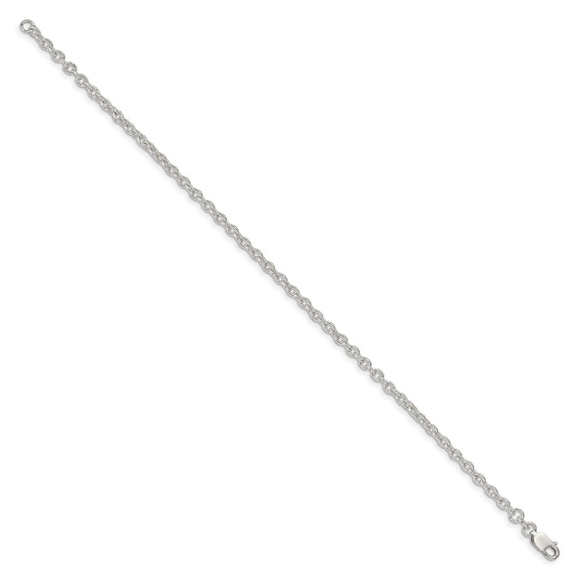 925 White Gold 2.75 mm Polished Chain Bracelet, Solid