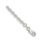 925 White Gold 2.75 mm Polished Chain Bracelet, Solid shown for scale