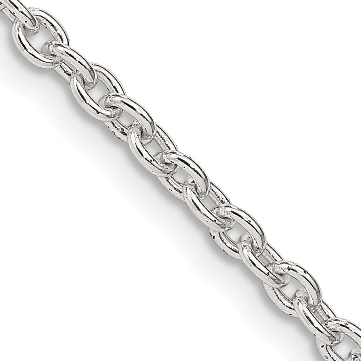 925 White Gold 2.75 mm Polished Chain Necklace, Solid detail view
