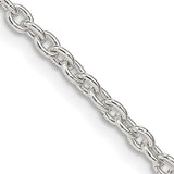 925 White Gold 2.75 mm Polished Chain Necklace, Solid detail view