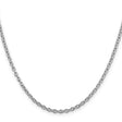 925 White Gold 2.75 mm Polished Chain Necklace, Solid