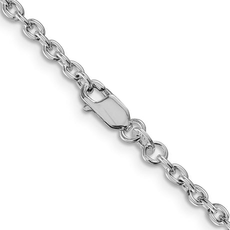 925 White Gold 2.75 mm Polished Chain Necklace, Solid alternate angle