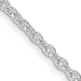 925 White Gold 2.75 mm Polished Chain Necklace, Solid detail view