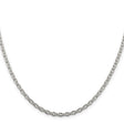 925 White Gold 3.5 mm Polished Chain Necklace, Solid