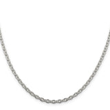 925 White Gold 3.5 mm Polished Chain Necklace, Solid