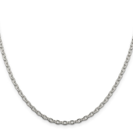 925 White Gold 3.5 mm Polished Chain Necklace, Solid