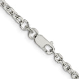 925 White Gold 3.5 mm Polished Chain Necklace, Solid alternate angle