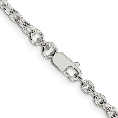 925 White Gold 3.5 mm Polished Chain Necklace, Solid alternate angle