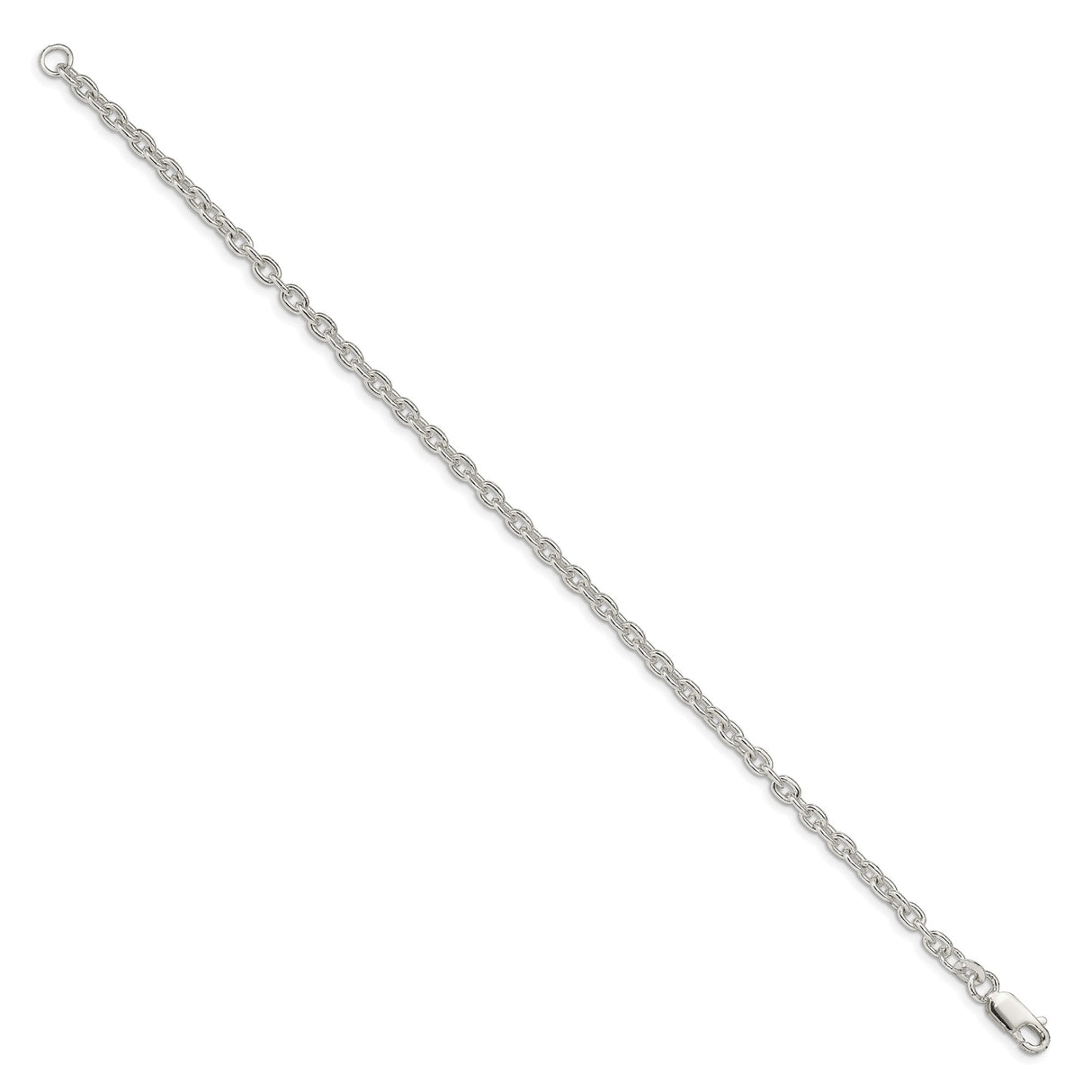 925 White Gold 3.5 mm Polished Chain Bracelet, Solid