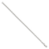925 White Gold 3.5 mm Polished Chain Bracelet, Solid