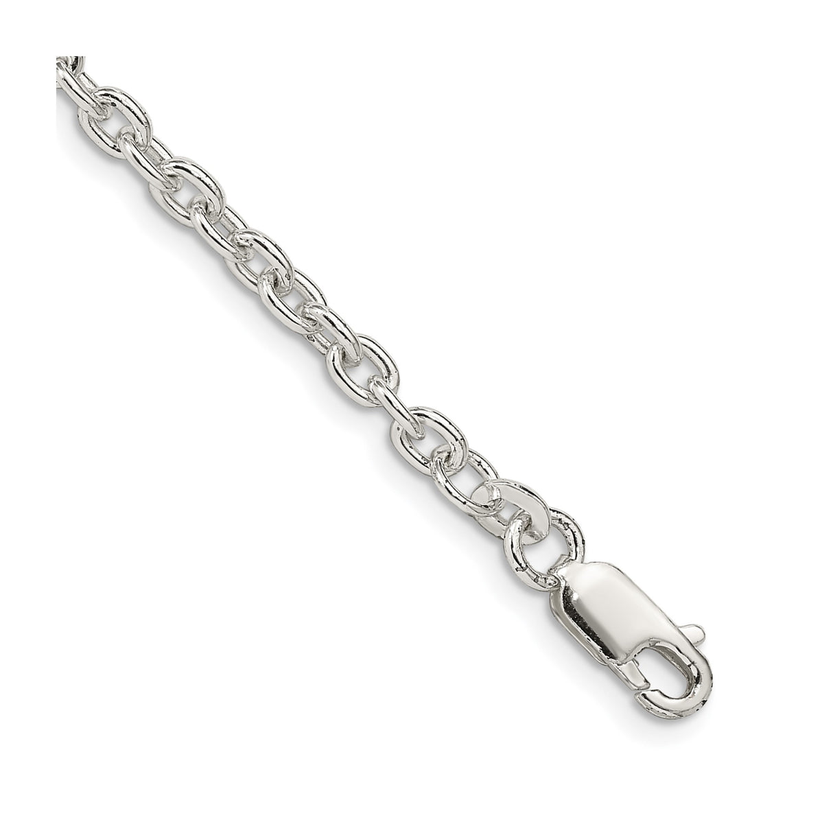 925 White Gold 3.5 mm Polished Chain Bracelet, Solid shown for scale