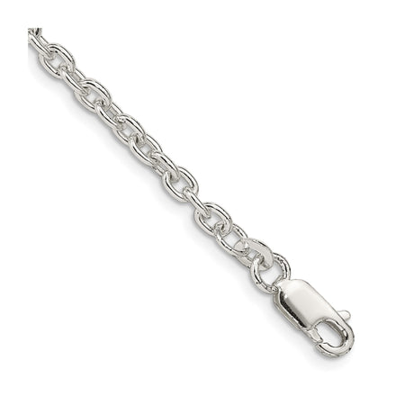 925 White Gold 3.5 mm Polished Chain Bracelet, Solid shown for scale