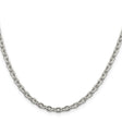 925 White Gold 4.5 mm Polished Chain Necklace, Solid