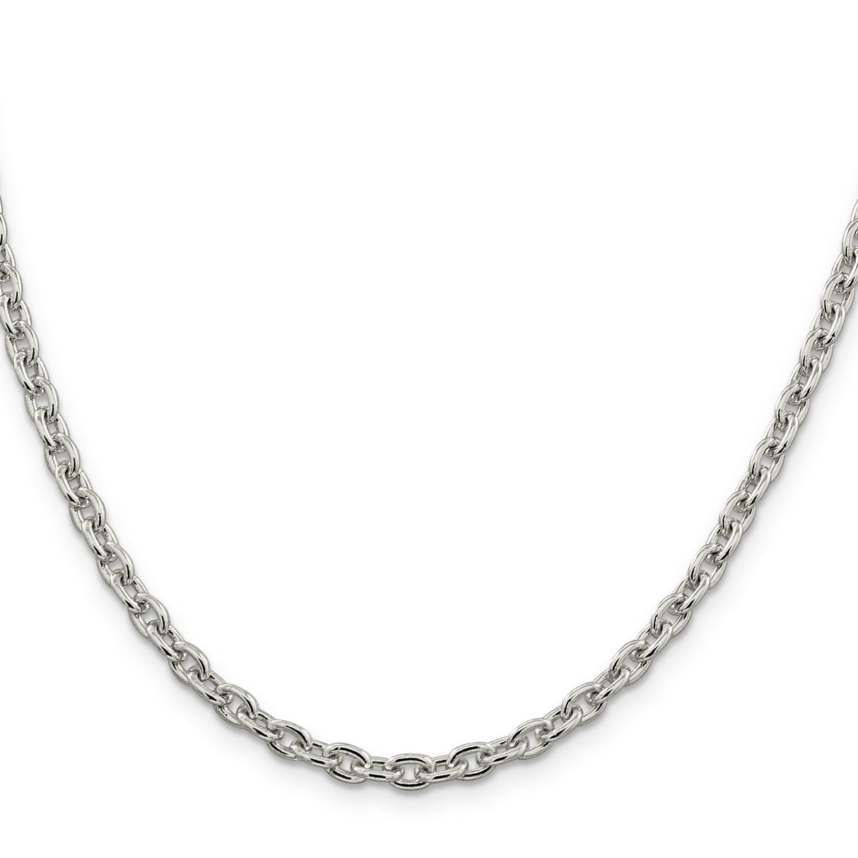 925 White Gold 4.5 mm Polished Chain Necklace, Solid