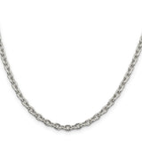 925 White Gold 4.5 mm Polished Chain Necklace, Solid