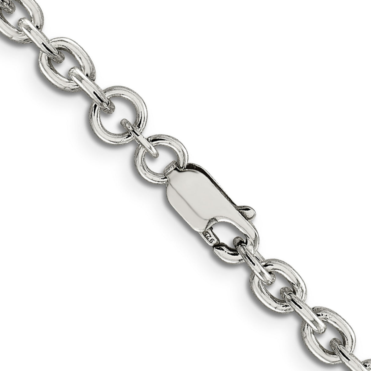 925 White Gold 4.5 mm Polished Chain Necklace, Solid alternate angle