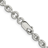 925 White Gold 4.5 mm Polished Chain Necklace, Solid alternate angle
