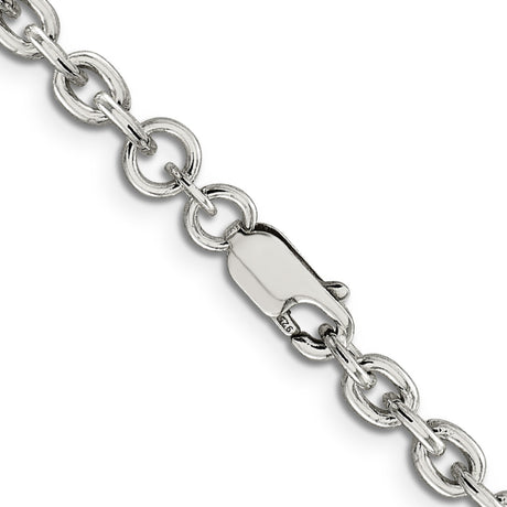 925 White Gold 4.5 mm Polished Chain Necklace, Solid alternate angle