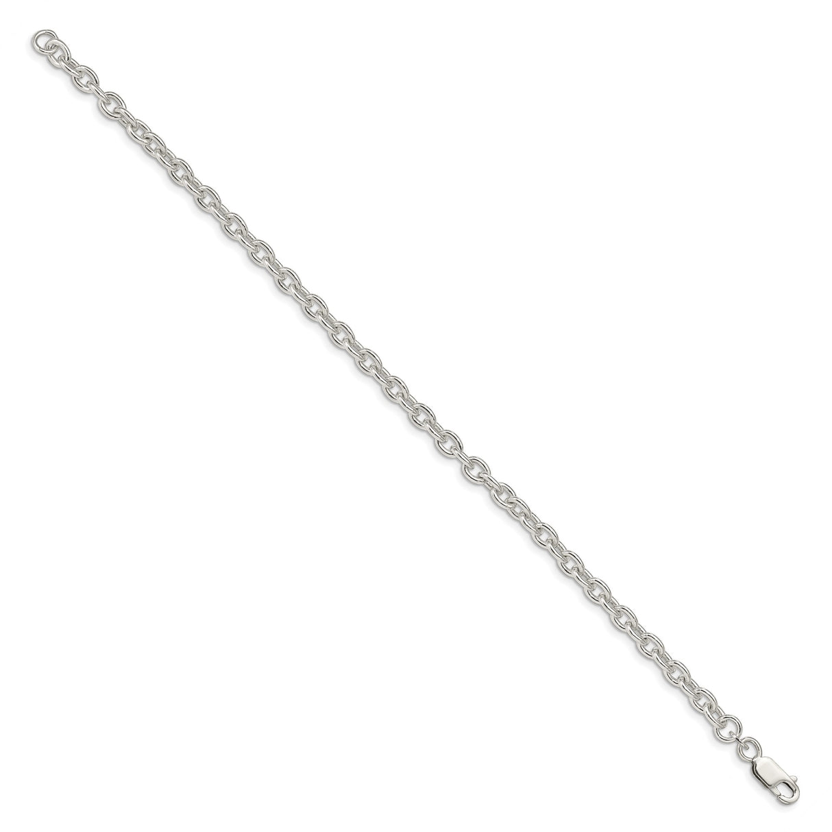 925 White Gold 4.5 mm Polished Chain Bracelet, Solid