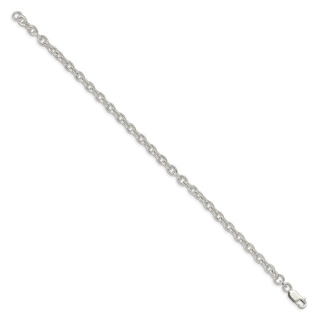 925 White Gold 4.5 mm Polished Chain Bracelet, Solid