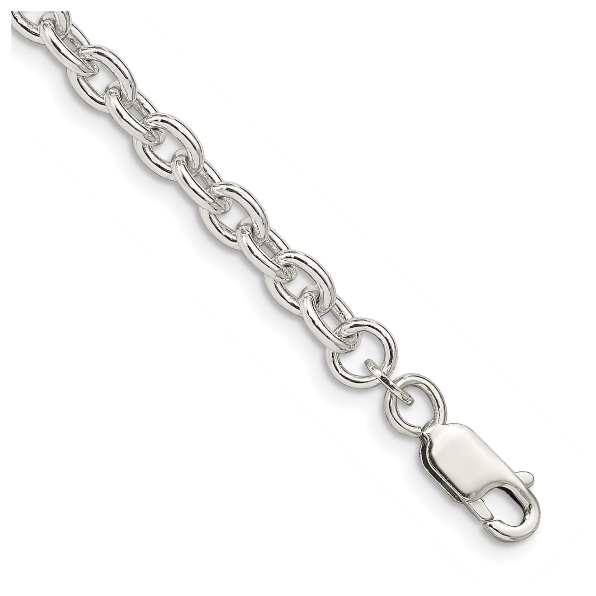 925 White Gold 4.5 mm Polished Chain Bracelet, Solid shown for scale
