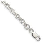 925 White Gold 4.5 mm Polished Chain Bracelet, Solid shown for scale
