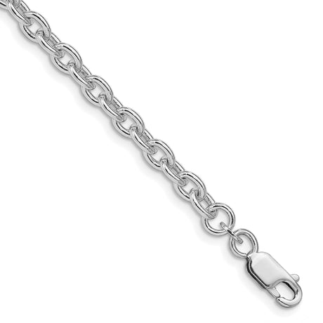 925 White Gold 4.5 mm Polished Chain Bracelet shown for scale