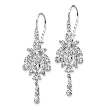 Sterling Silver Dangle Earrings with Cubic Zirconia, Vintage Floral Chandelier Style