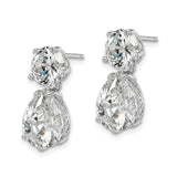 Sterling Silver Dangle Earrings with Cubic Zirconia, Filigree Drop Design, Rhodium Plated