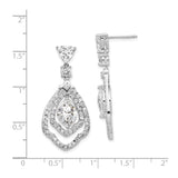 Sterling Silver Teardrop Dangle Earrings with Cubic Zirconia and Marquise Center Stone