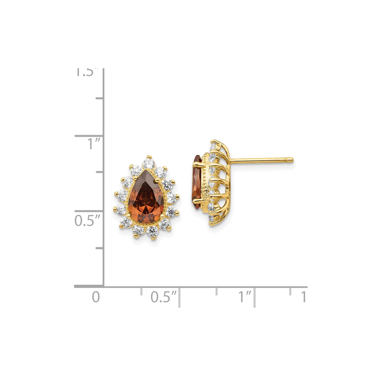 Sterling Silver Stud Earrings with Pear-Shaped Cubic Zirconia and Halo Vintage Style
