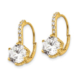 Sterling Silver Leverback Earrings with Round Cut Cubic Zirconia Drop and Crystal Accents