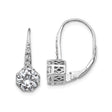 Sterling Silver Leverback Drop Earrings with Octagonal Cubic Zirconia and Filigree Detail