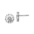 Sterling Silver Stud Earrings with Cubic Zirconia, Floral Cluster Design for Women