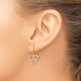 Sterling Silver Heart Drop Earrings with Cubic Zirconia, Double Heart Design