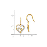 Sterling Silver Heart Drop Earrings with Cubic Zirconia, Double Heart Design