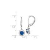 Sterling Silver Dangle Earrings with Blue Spinel and Cubic Zirconia Halo Drop Design