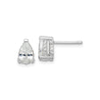 Sterling Silver Stud Earrings with Pear-Shaped Clear Cubic Zirconia and Halo Accents