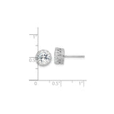 Sterling Silver Stud Earrings with Large Round Cut Cubic Zirconia in Vintage Crown Setting