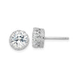 Sterling Silver Stud Earrings with Large Round Cut Cubic Zirconia in Vintage Crown Setting