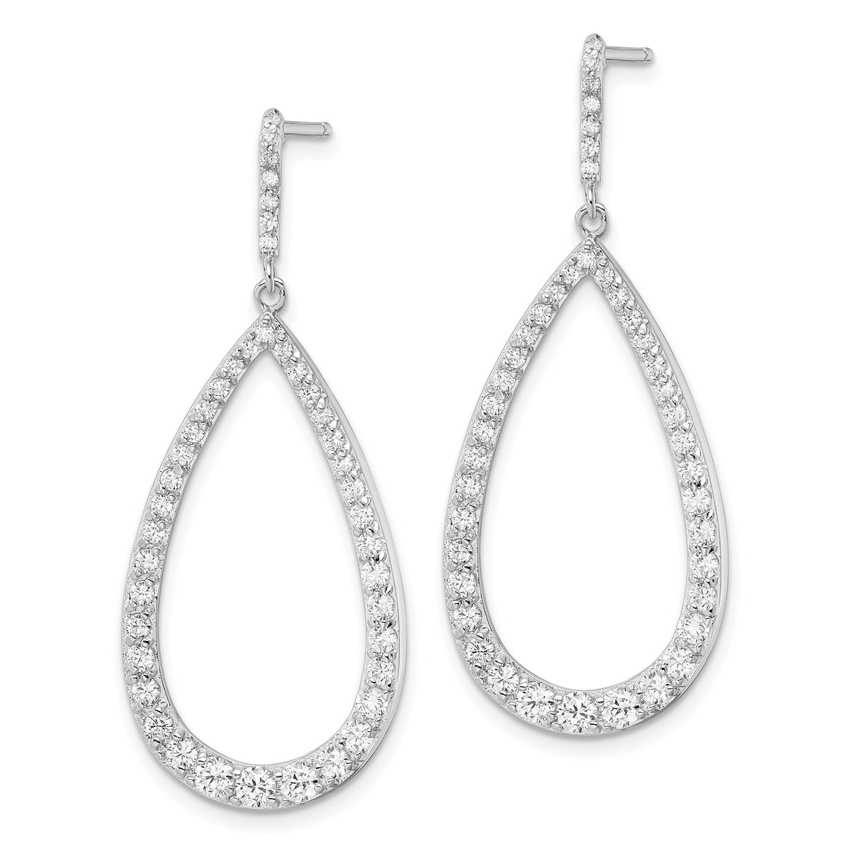 Sterling Silver Teardrop Dangle Earrings with Cubic Zirconia, Modern Minimalist Style