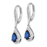 Sterling Silver Dangle Earrings with Pear Cut Synthetic Spinel and Cubic Zirconia, Leverback Closure