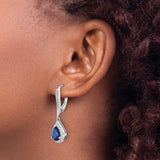 Sterling Silver Dangle Earrings with Pear Cut Synthetic Spinel and Cubic Zirconia, Leverback Closure
